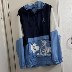 Men's Nike Navy North Carolina Tar Heels Colorblock Anorak Quarter-Zip Jacket LG